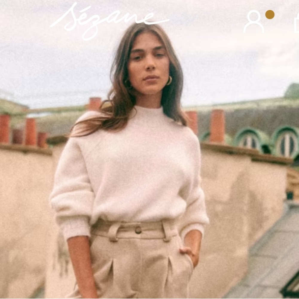 NWT Sezane Otis Sweater jumper - ecru, XS Baby Alpaca